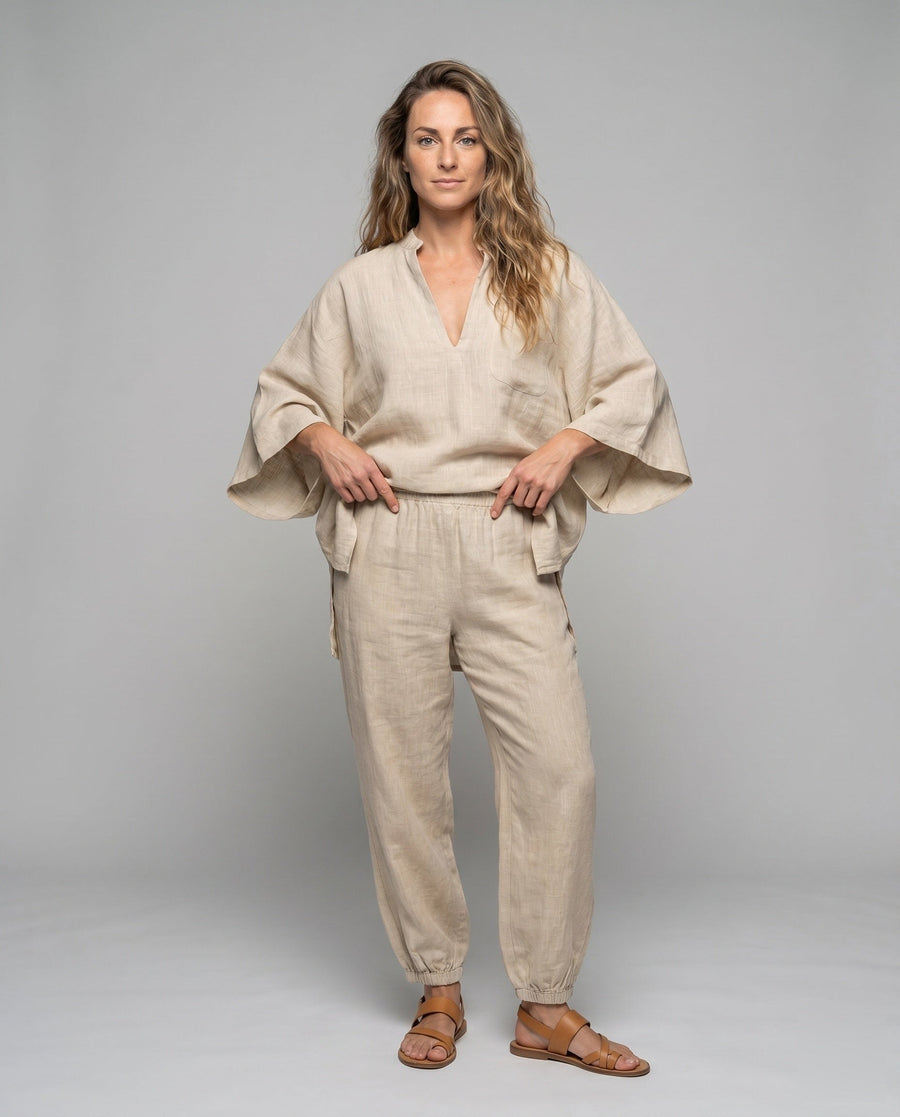Gia Elegant Linen Blouse