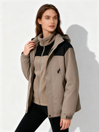 Gia Jacket with Hood in Khaki