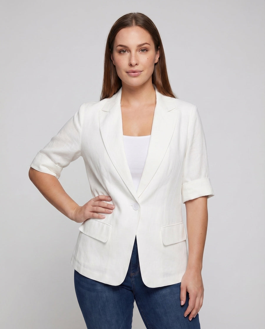 Gia Lightweight Linen Blazer with Pockets