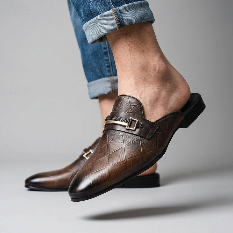 Giancarlo Genuine Leather Mule in Espresso Brown