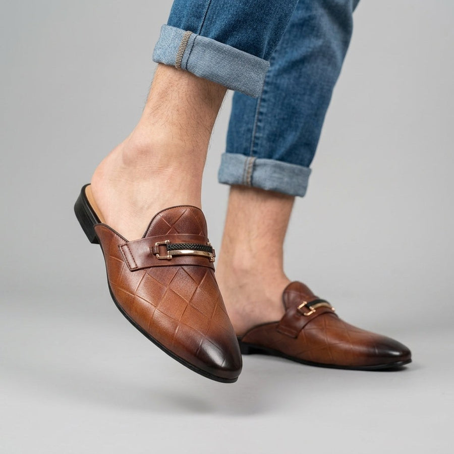 Giancarlo Genuine Leather Mule in Sienna Brown