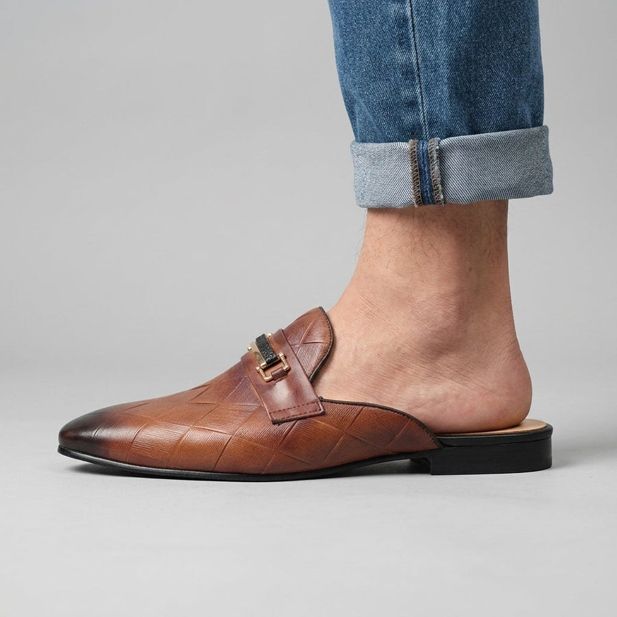 Giancarlo Genuine Leather Mule in Sienna Brown