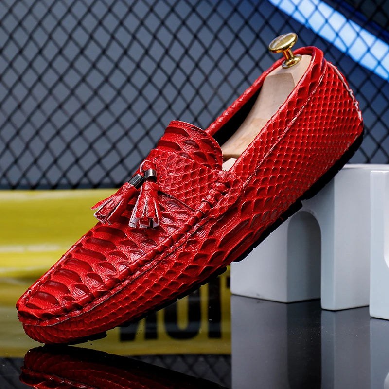 Giancarlo Leather Loafers in Crimson Red