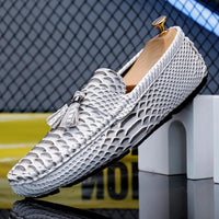 Giancarlo Leather Loafers in Pearl White
