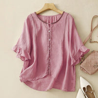 Gia™ Embroidered Ruffle Sleeve Blouse in Pink