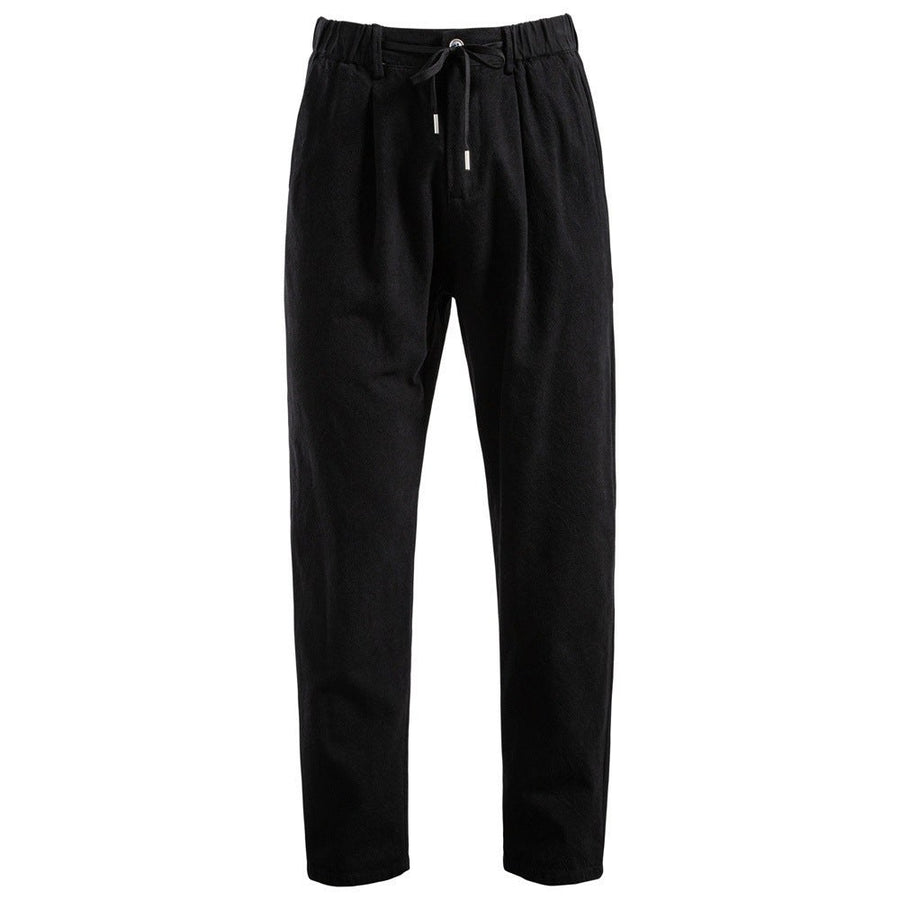 Gideon Casual Trousers with Drawstring Waist and Pleated in Black