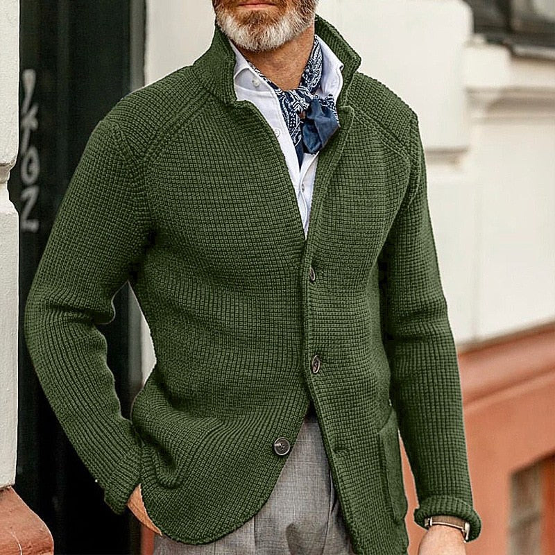 Gideon Elegant Knit Cardigan in Green