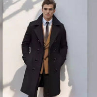 Gideon Elegant Trench Coat with Button Front in Black