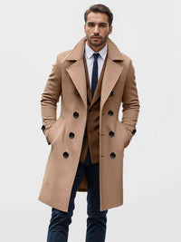 Gideon Elegant Trench Coat with Button Front in Khaki