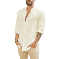 Gideon Linen Shirt in Beige