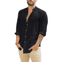 Gideon Linen Shirt in Black