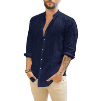 Gideon Linen Shirt in Blue