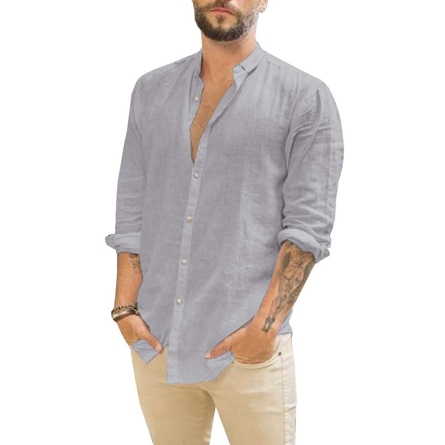 Gideon Linen Shirt in Grey