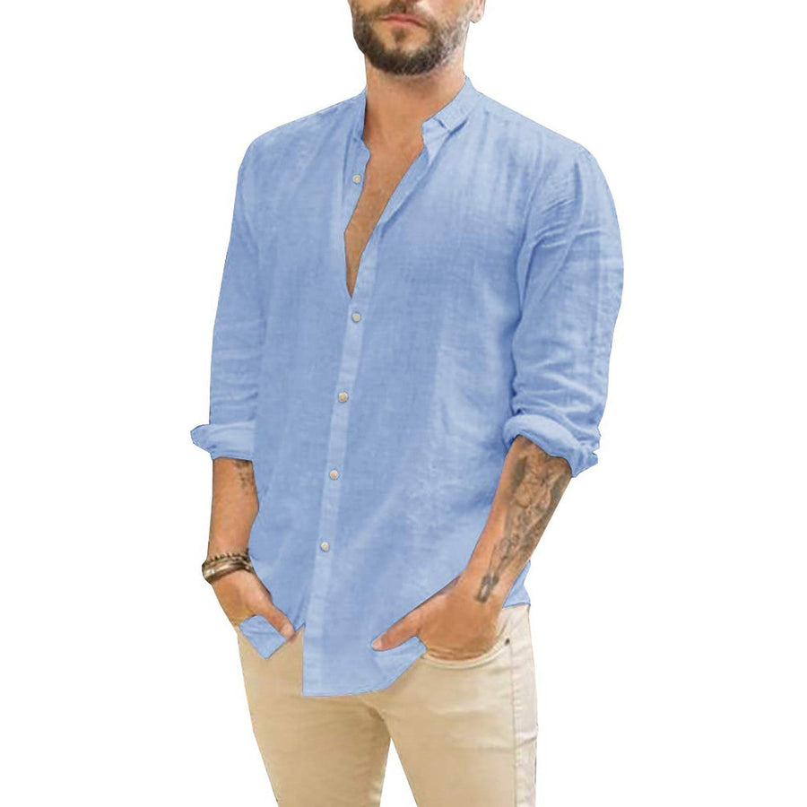 Gideon Linen Shirt in Light Blue