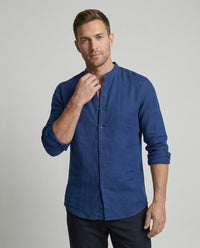 Gideon Linen Shirt with Stand Collar