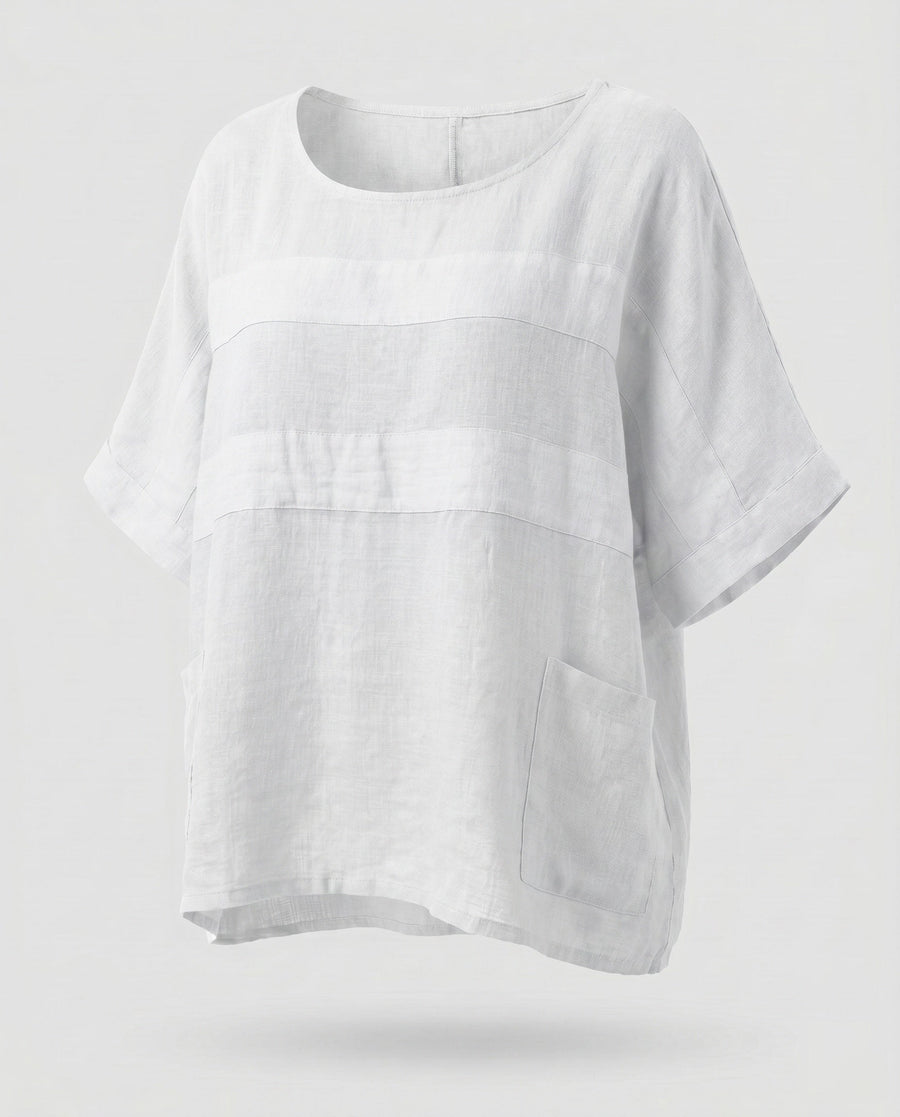 Gilda Airy Linen Top in White