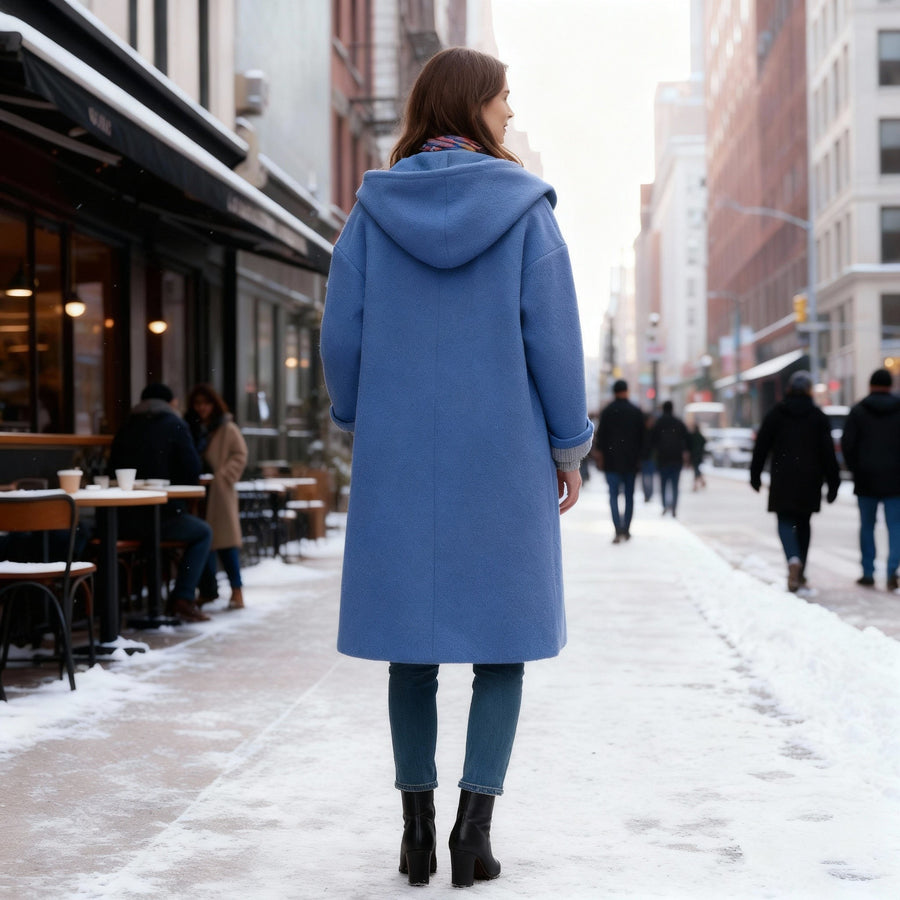 Gilda Coat with Hood in Blue