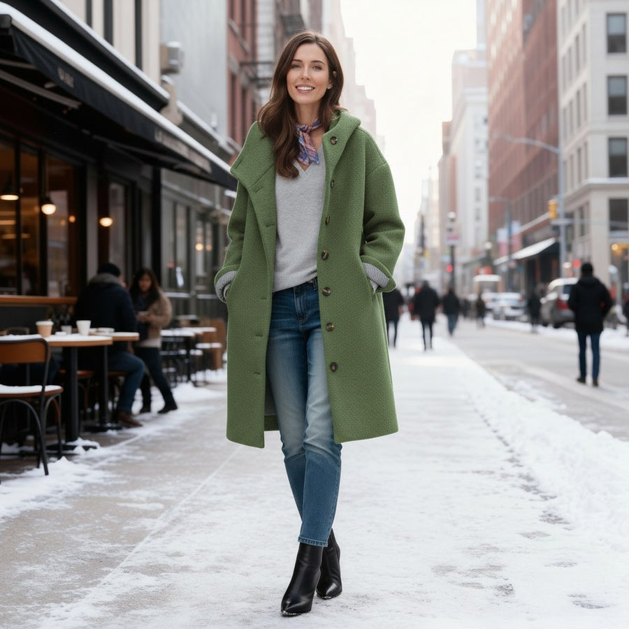 Gilda Coat with Hood in Green