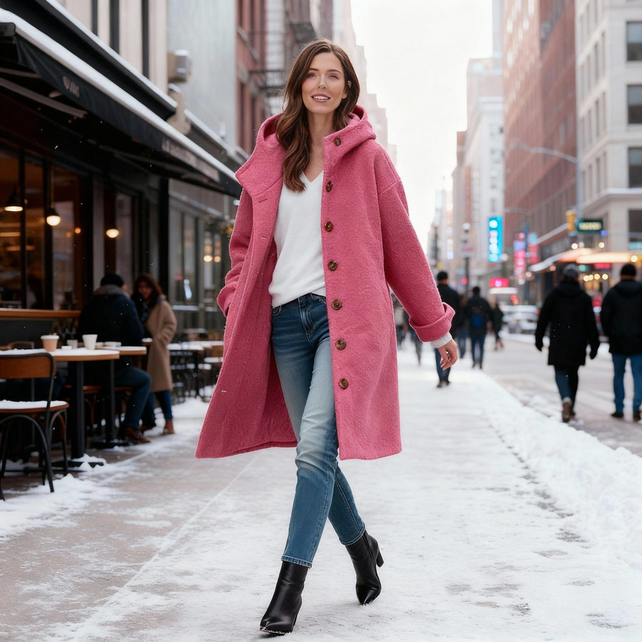 Gilda Coat with Hood in Pink