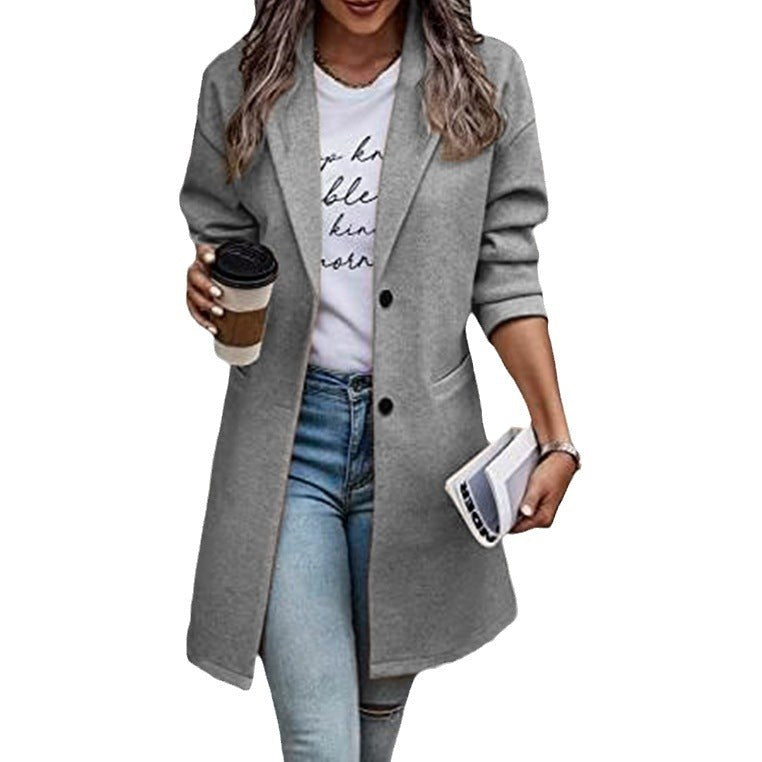 Gilda Elegant Coat with Pockets in Grey