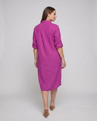 Gilda Relaxed Linen Dress with Pockets and Side Split