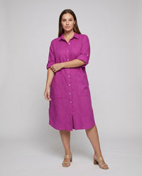 Gilda Relaxed Linen Dress with Pockets and Side Split