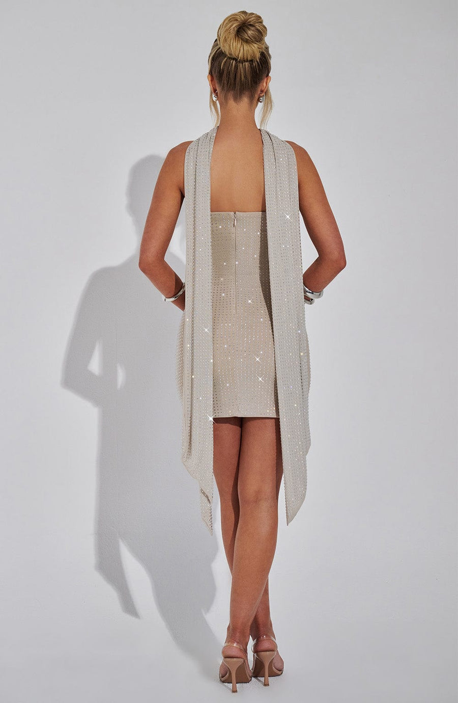 Lyra Mini Dress – Silver/Nude