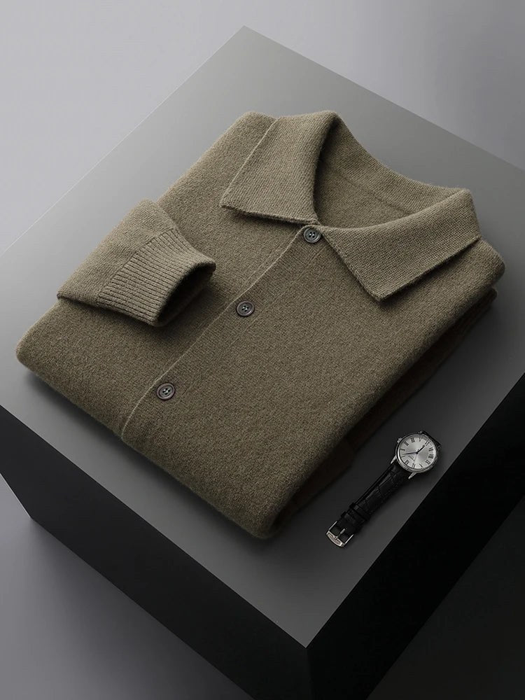Giorgio Bello Merino Wool Cardigan in Army Green