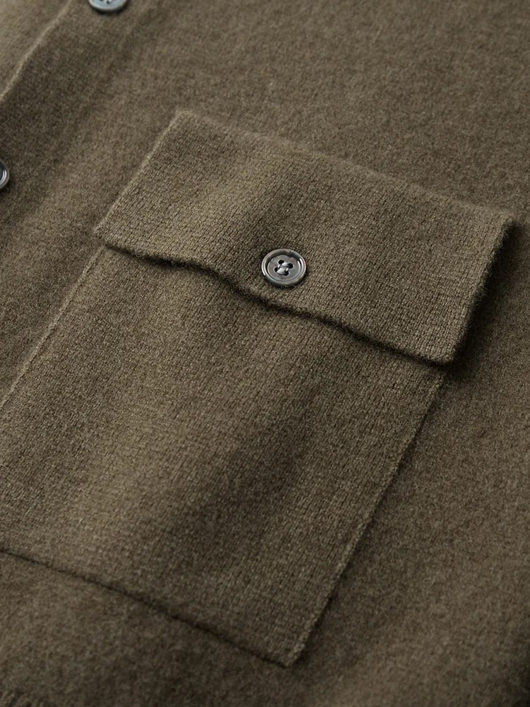 Giorgio Bello Merino Wool Cardigan in Army Green