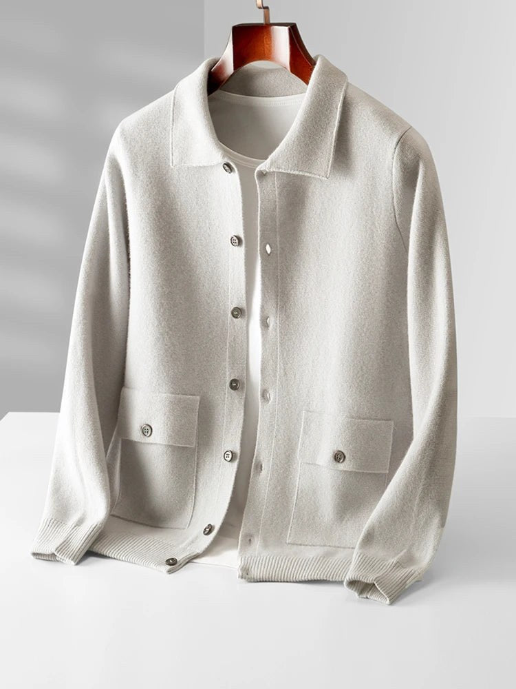 Giorgio Bello Merino Wool Cardigan in Pearl