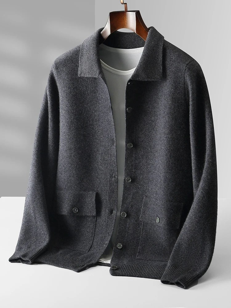 Giorgio Bello Merino Wool Cardigan in Sate Gray
