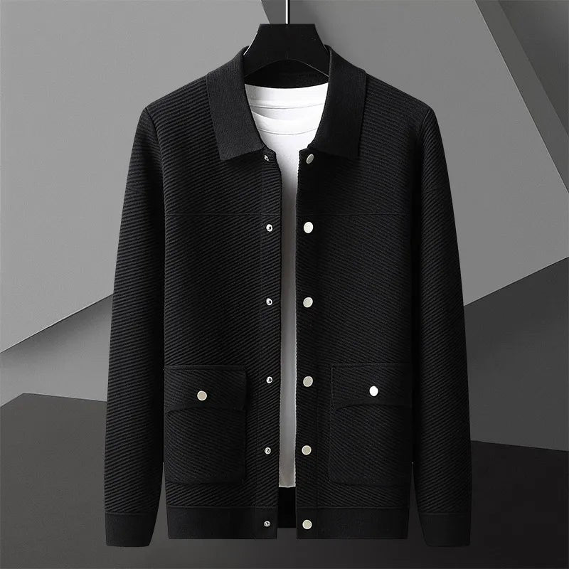 Giorgio Bello Ribbed Cardigan in Charcoal