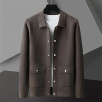 Giorgio Bello Ribbed Cardigan in Espresso Brown