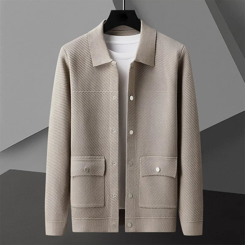 Giorgio Bello Ribbed Cardigan in Khaki