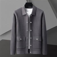 Giorgio Bello Ribbed Cardigan in Slate Gray