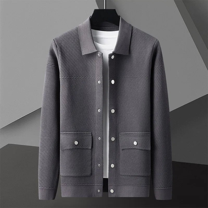 Giorgio Bello Ribbed Cardigan in Slate Gray