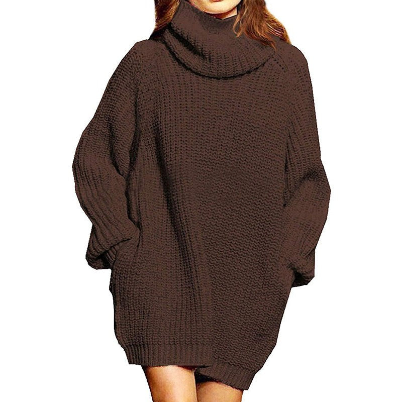 Giselle Casual Knit Dress in Brown