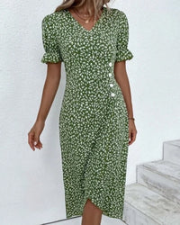 Giselle™ Floral V-Neck Dress in Red