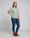 Giulia Linen Blouse with Stand Collar and Short Sleeve