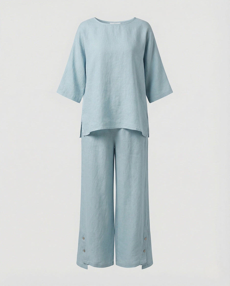 Giulia Linen Two Piece Set in Blue