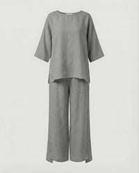 Giulia Linen Two Piece Set in Grey