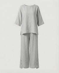 Giulia Linen Two Piece Set in White