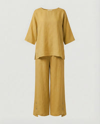Giulia Linen Two Piece Set in Yellow