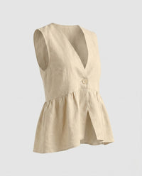 Giulia Linen Vest in Apricot