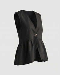 Giulia Linen Vest in Black