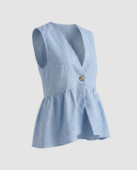Giulia Linen Vest in Blue