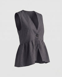 Giulia Linen Vest in Grey