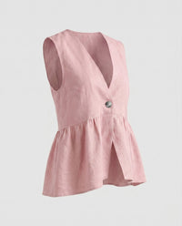 Giulia Linen Vest in Pink