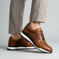 Glendale Genuine Leather Sneaker in Sienna Brown
