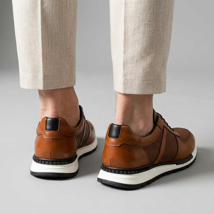 Glendale Genuine Leather Sneaker in Sienna Brown
